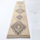 Cream Brown Oriental Turkish Runner Rug, 80x373Cm