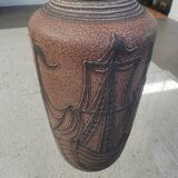 Mid Century Modern Ceramic Floor Vase – Vintage Maritime Ship Design –