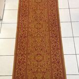 Ancien tapis brodé d'entrée de couloir passage intérieur coton