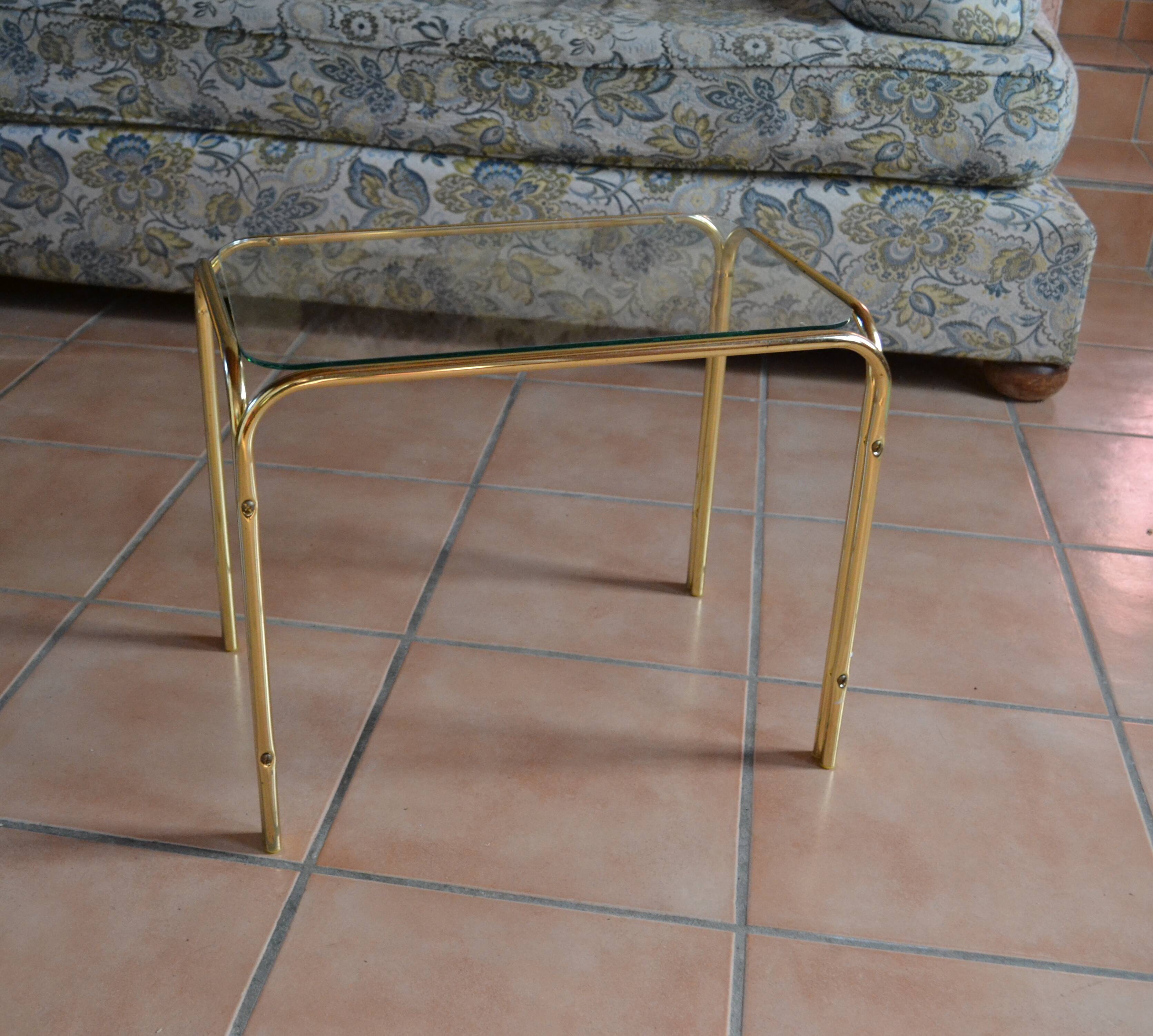 Glass side coffee table 70s