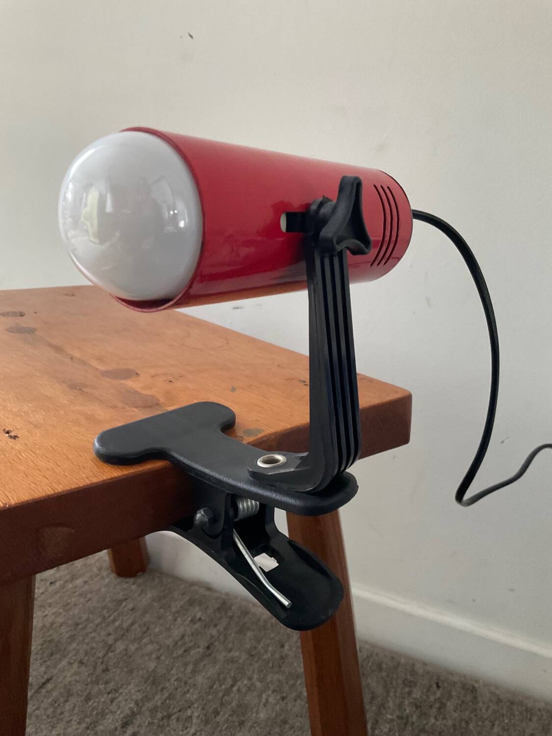 Vintage red metal clip lamp
