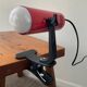 Vintage red metal clip lamp