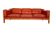 Canapé vintage suédois des années 70 en cuir cognac pour 3 personnes.
