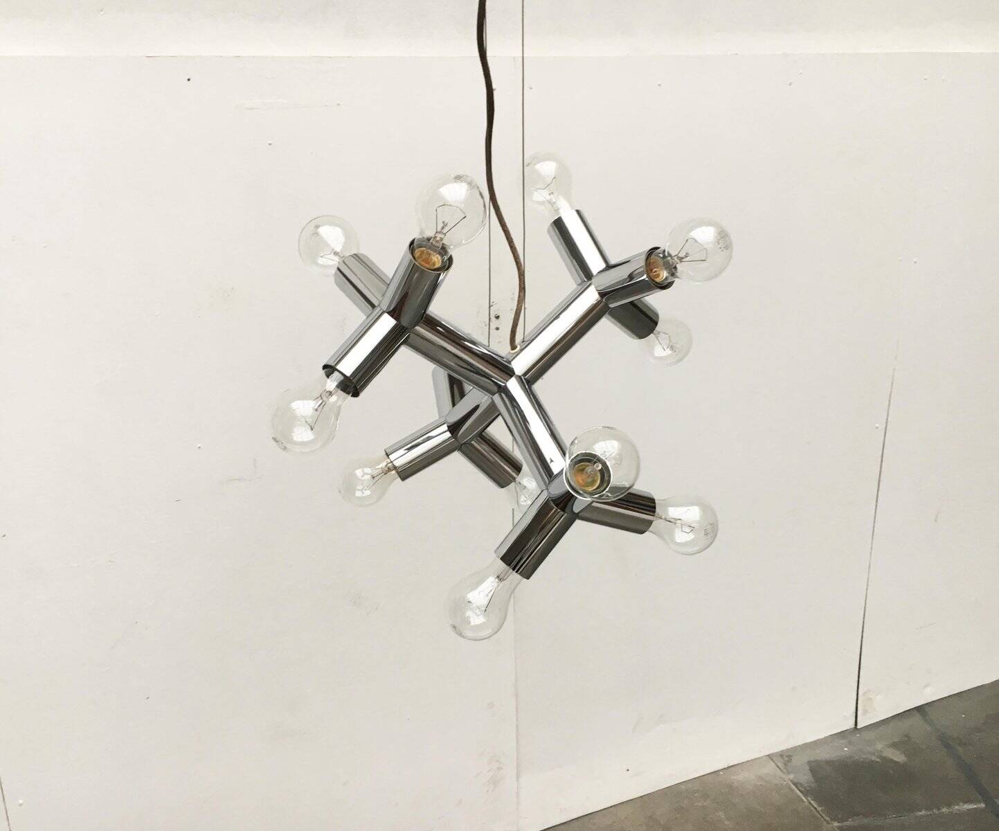 Atomic 12 HL suspension light in Espace style, mid-20th century, Austrian, by J.T. Kalmar, 1960s.