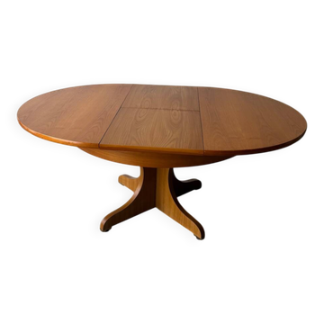 Table à manger extensible ronde à piètement en croix