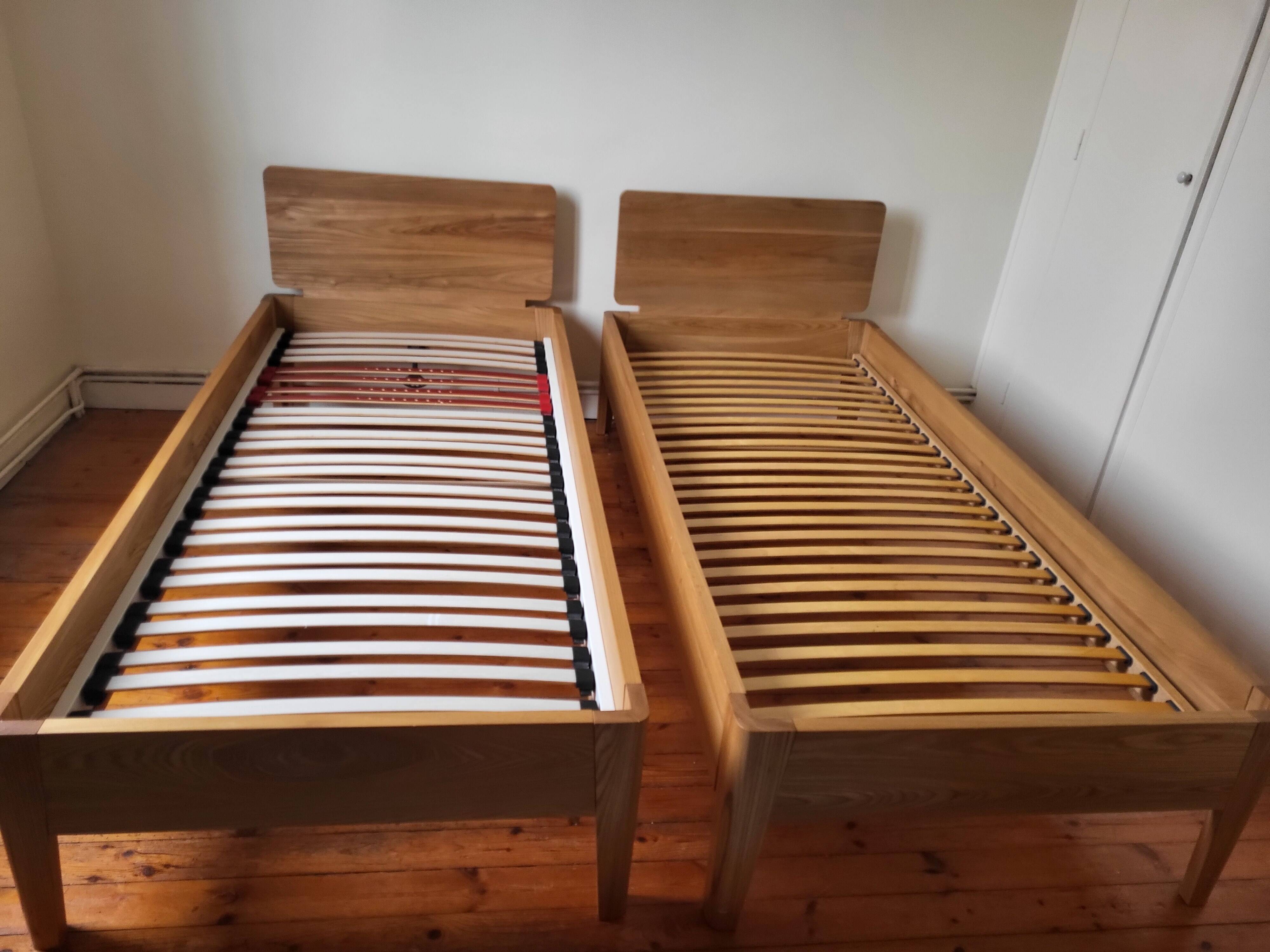 Lit simple en orme américain massif - Design contemporain épuré