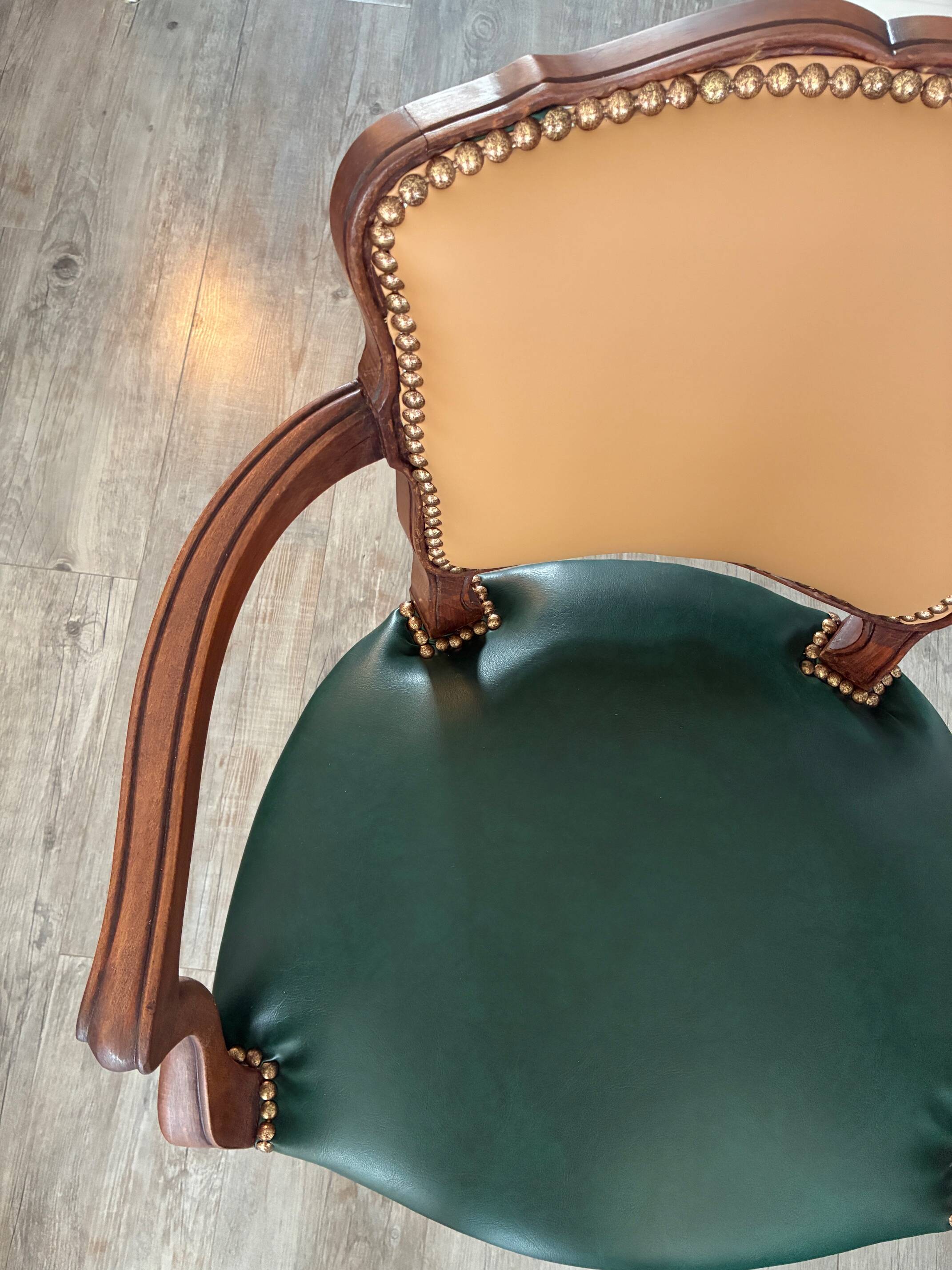 Pair of newly upholstered cabriolet armchairs