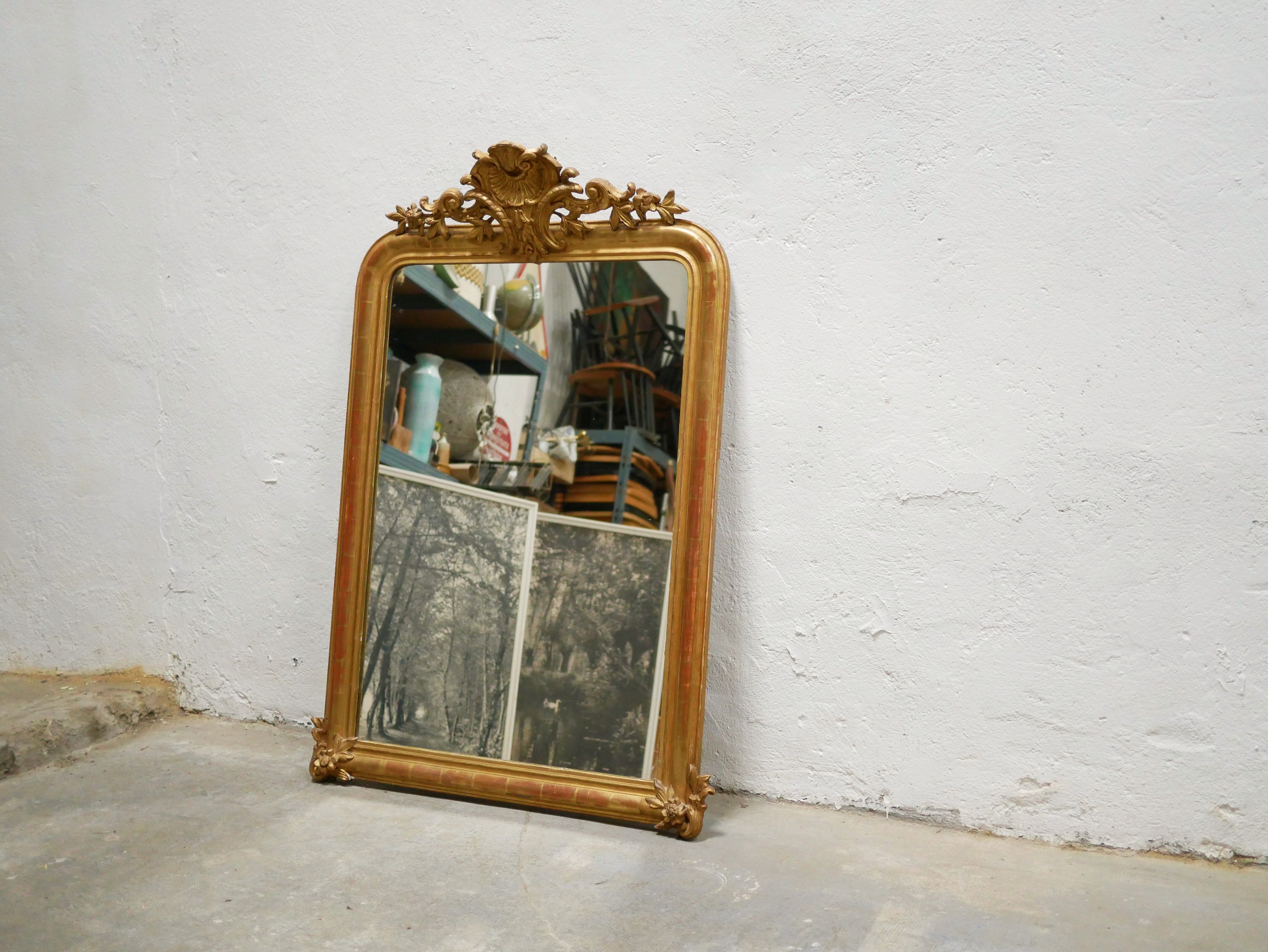 Old Louis Philippe mirror with pediment 135cm x 86cm