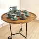 1950s side table with straw marquetry
