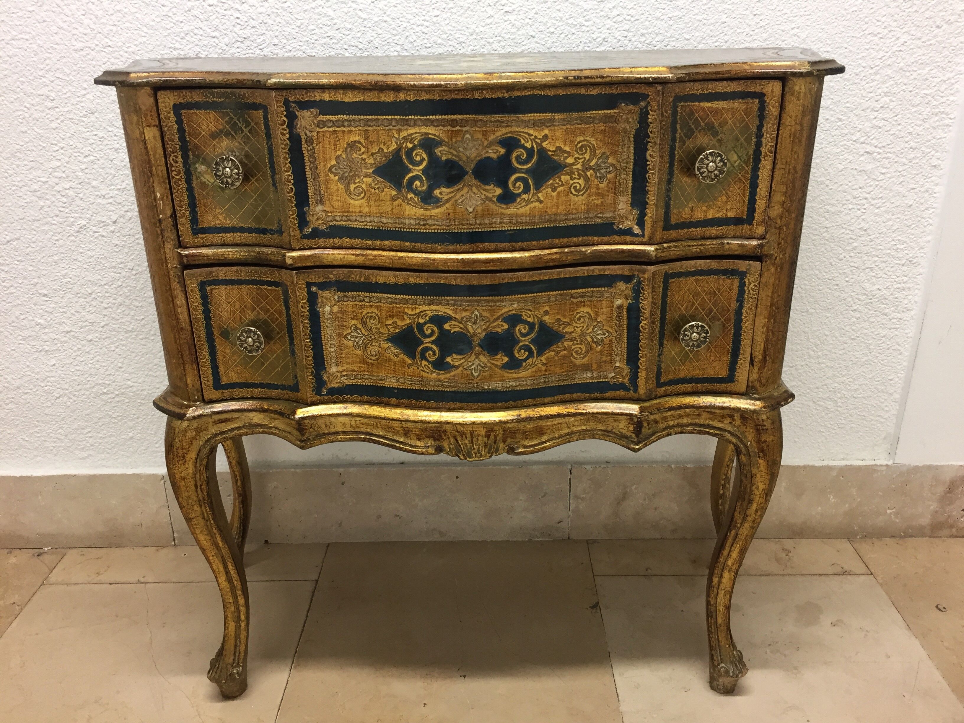 Old italian chest of drawers florentine venetian golden wood
