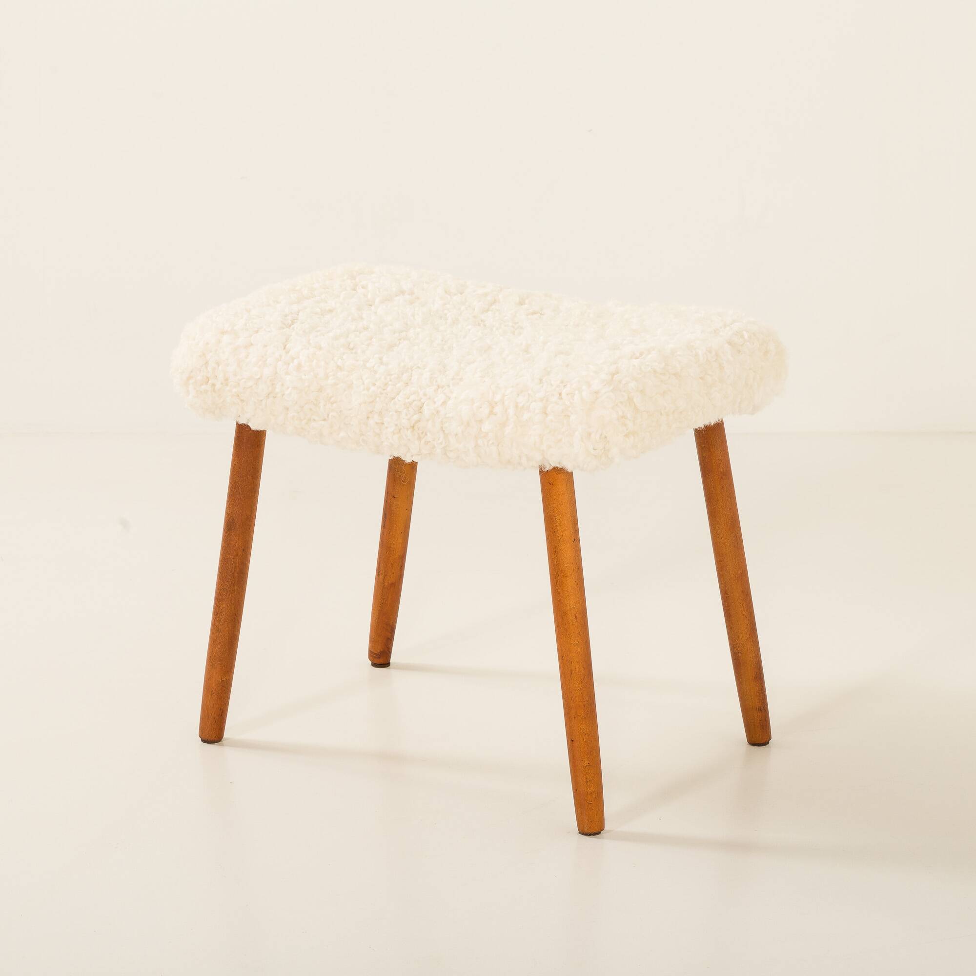Danish mid century footstool in sheepskin, 1960s