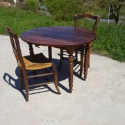 Ancienne table console en noyer, pieds en cuillère de miel