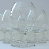 Suite of six glasses with alcohol, shape "cognac", in crystal