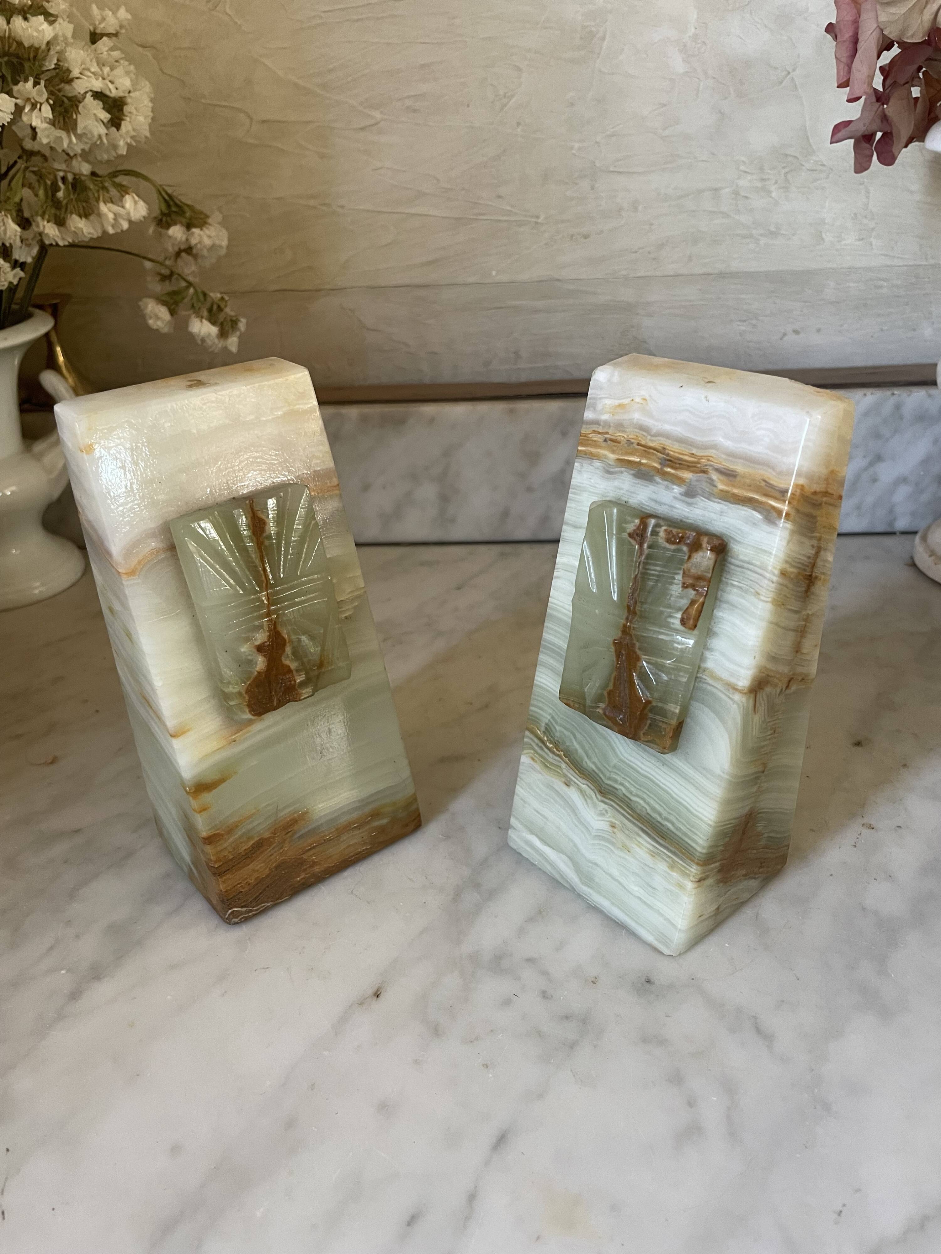 pair of Art Deco onyx bookends