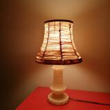 Alabaster and raffia bedside lamp