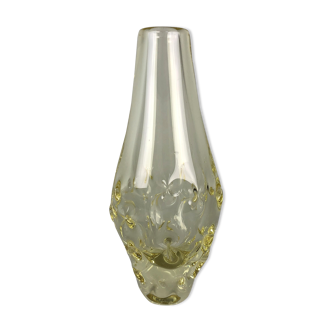 1960's citrine glass vase by miloslav klinger, zelezny brod glassworks