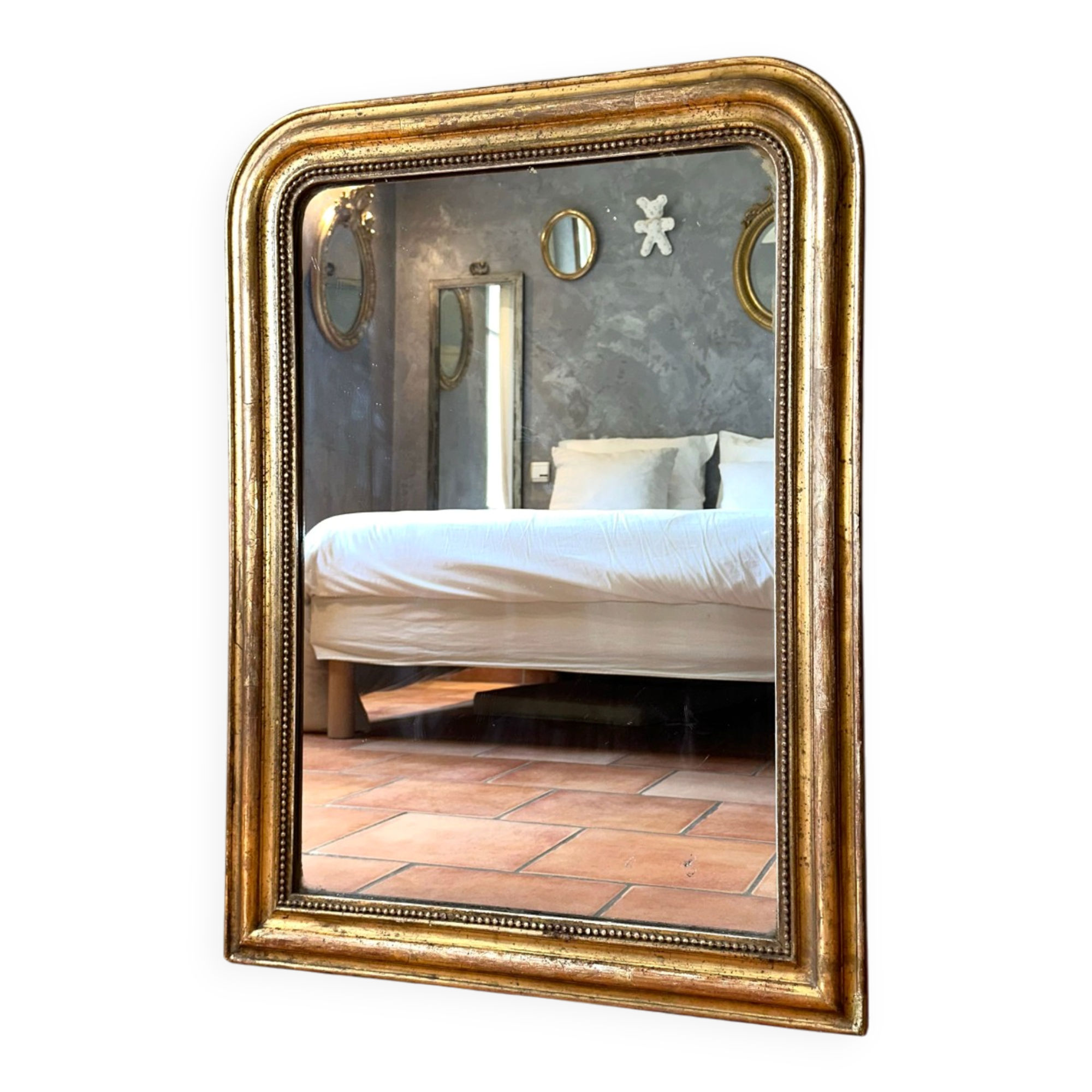 Antique Louis-Philippe gilded mirror from the 19th century.