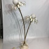 Two branch palm tree floor lamp 1970s italian hollywood regency brass