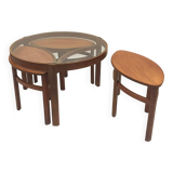 Trinity Scandinavian coffee table from the 60s, teak and glass