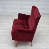 1960s, Swedish 2-seater sofa by Dux Sweden, furniture velour, ash wood.