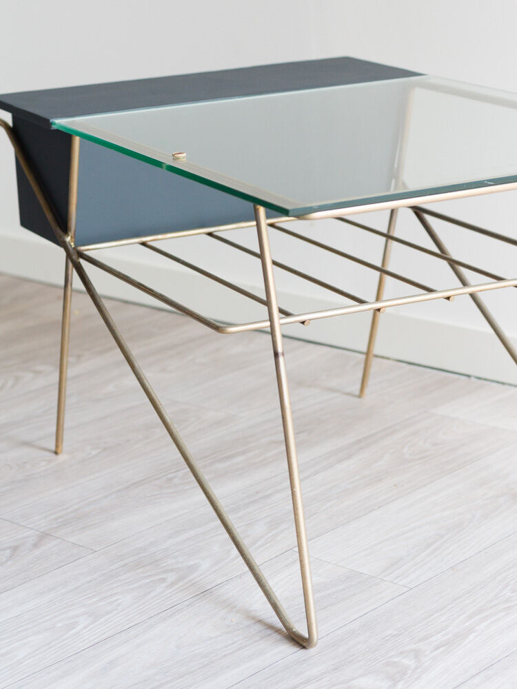 Glass and metal coffee table