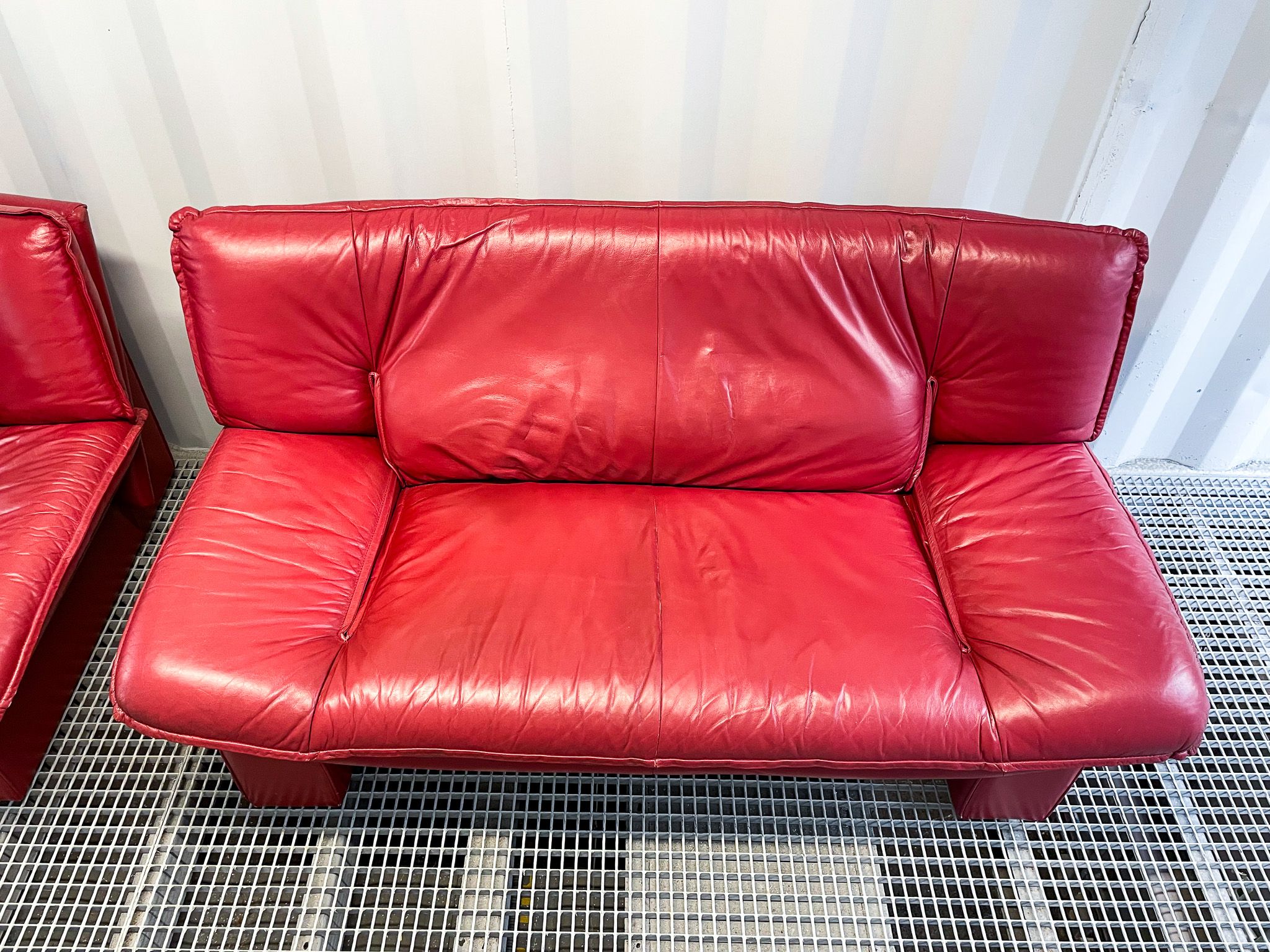 Nicoletti Salotti Italian Designer - Armchair and sofa set 2 places in red leather