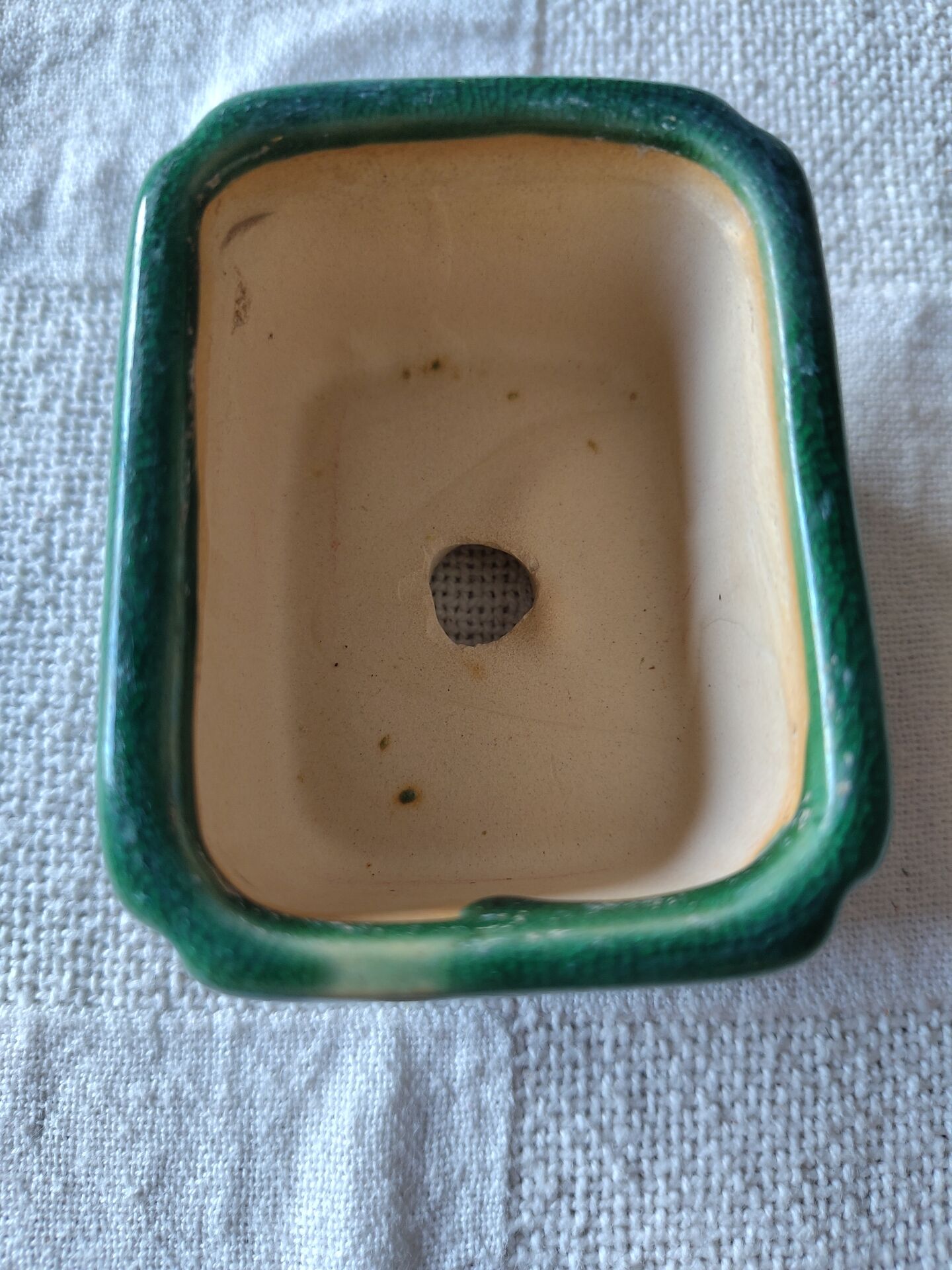 Pot à bonsaï, cactus rectangulaire en céramique émaillée verte