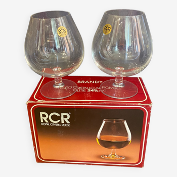 Verres à brandy cognac en cristal italien rcr avec boite d'origine