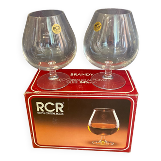 Verres à brandy cognac en cristal italien rcr avec boite d'origine