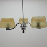 Midcentury Chrome and Glass Chandelier, Czechoslovakia 1960s