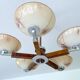 Large Art Deco pendant light in wood and glass, 1930s