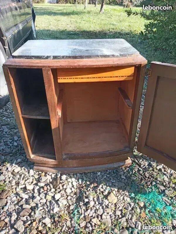 Vintage marble and wood bedside table