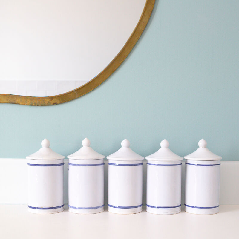 5 pots ceramic pharmacy ceramic earthenware of Longchamp