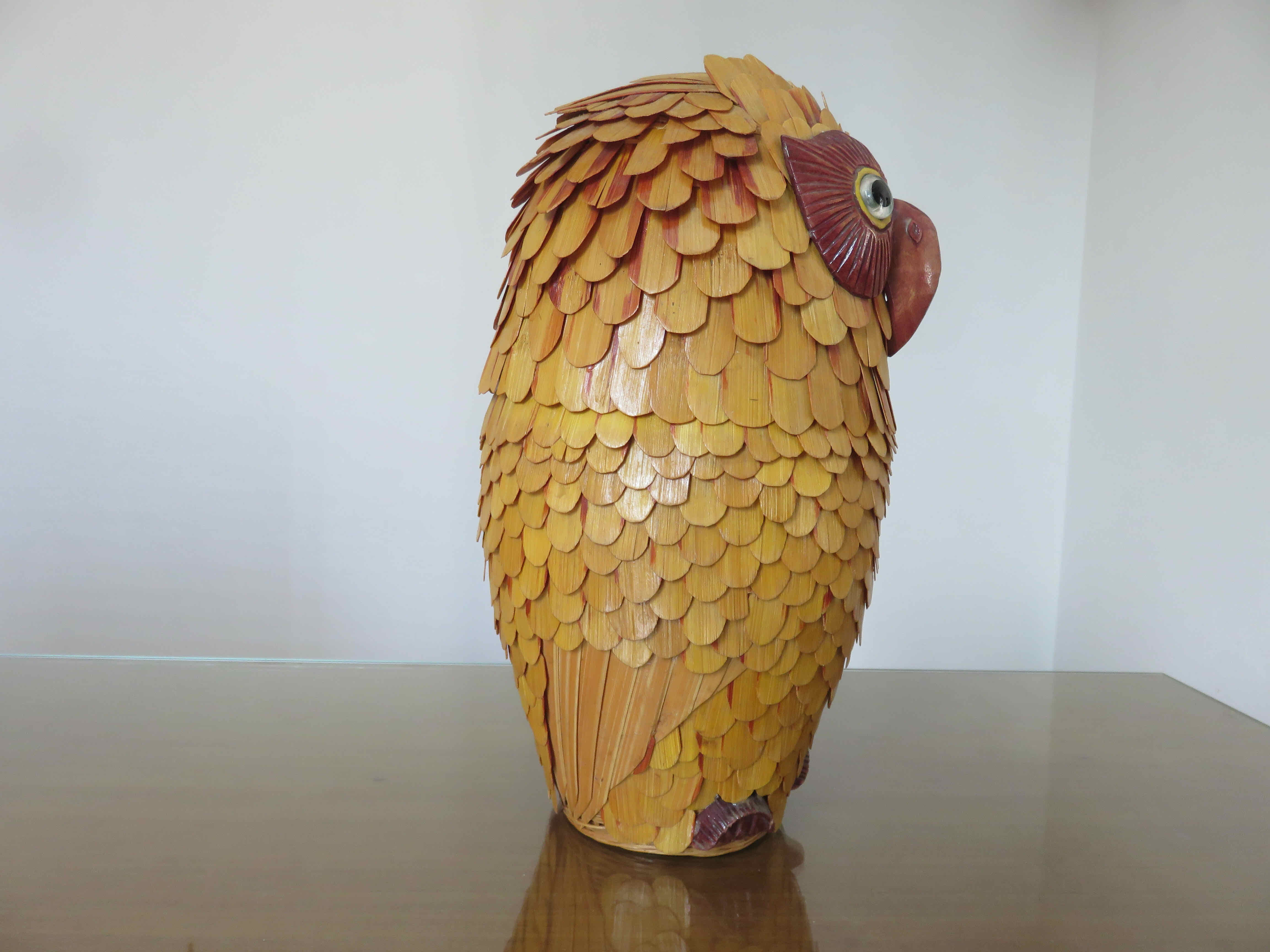 Box "owl" in rattan bamboo 70s
