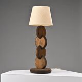Brutalist pine lamp, Temde Switzerland circa 1970