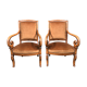 Paire de fauteuils de style restauration en velours