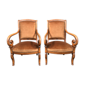Pair of velvet restoration-style armchairs