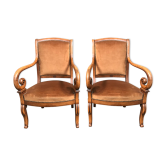 Pair of velvet restoration-style armchairs