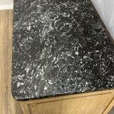 Art Deco chest of drawers in black marble and stripped solid oak