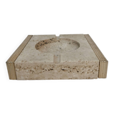 Travertine and brass ashtray