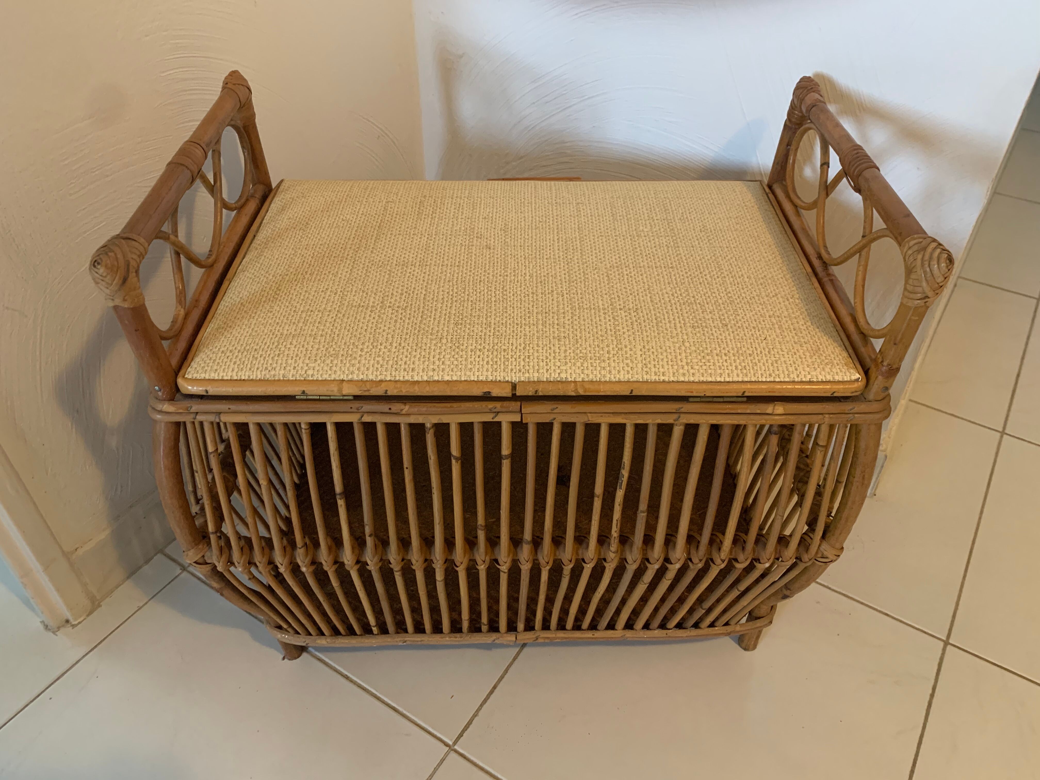 Vintage rattan toy chest