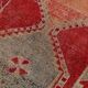 Tapis kilim ancien tons rouges et gris, motifs géométriques turcs,99x343 Cm