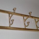 86cm art-deco brass coat rack with 6 folding hooks, austria, 1930s