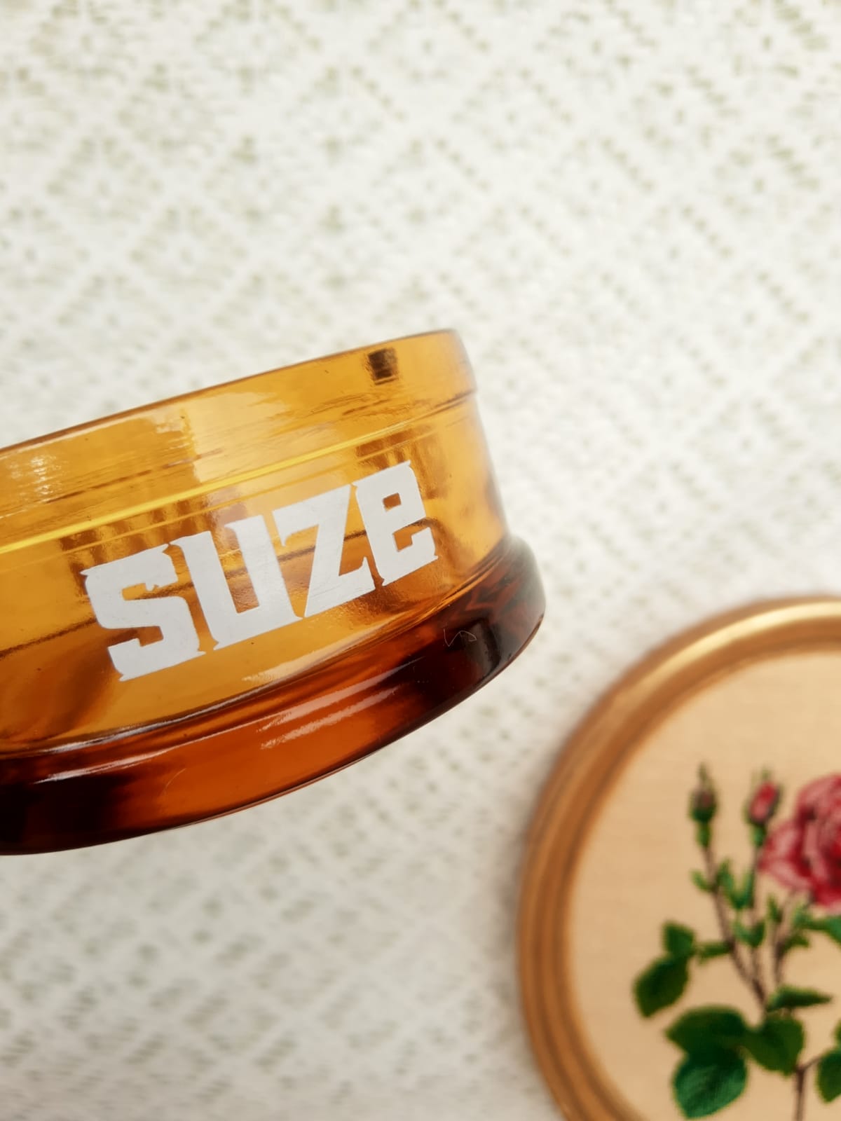 Advertising ashtray Suze vintage amber glass