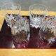 Series of 4 crystal whiskey glasses engraved vine decoration