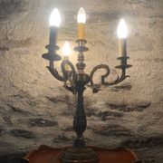 Vintage French Bronze and Brass Table Lamp: Louis XVI Style, 4-Branch C1950