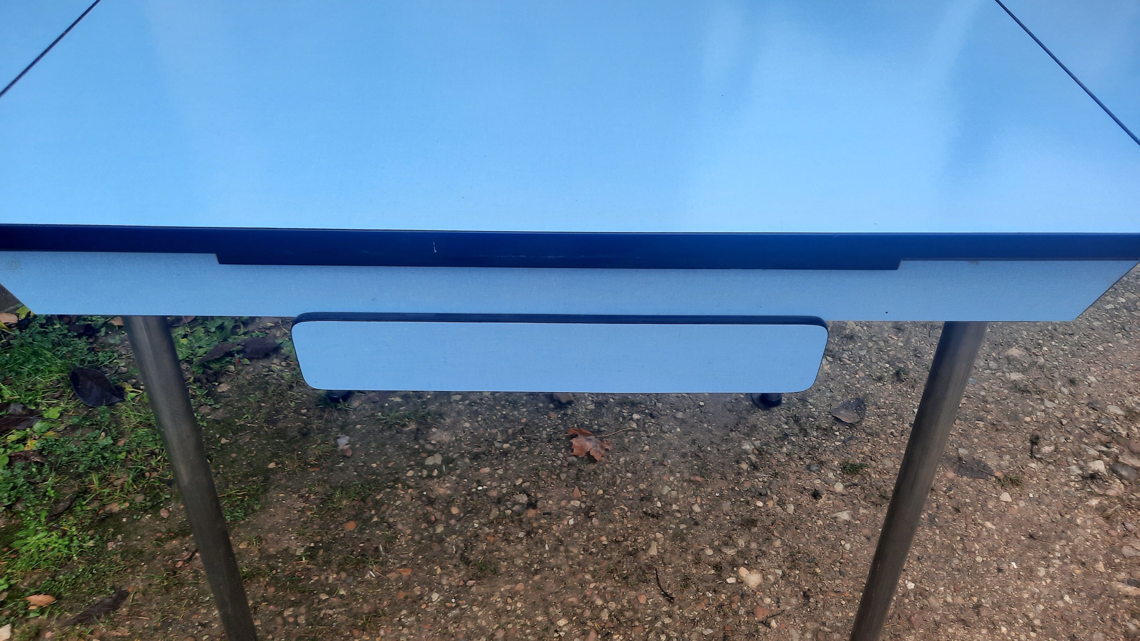 Blue formica table