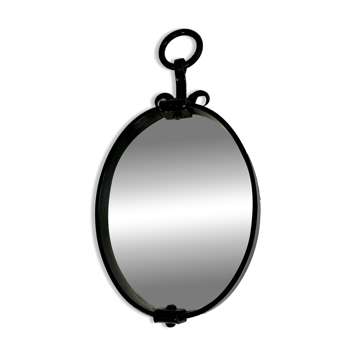 Miroir mural ovale brutaliste du milieu du siècle