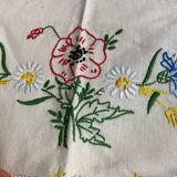 Ensemble nappe et 6 serviettes en lin brodé vintage 50