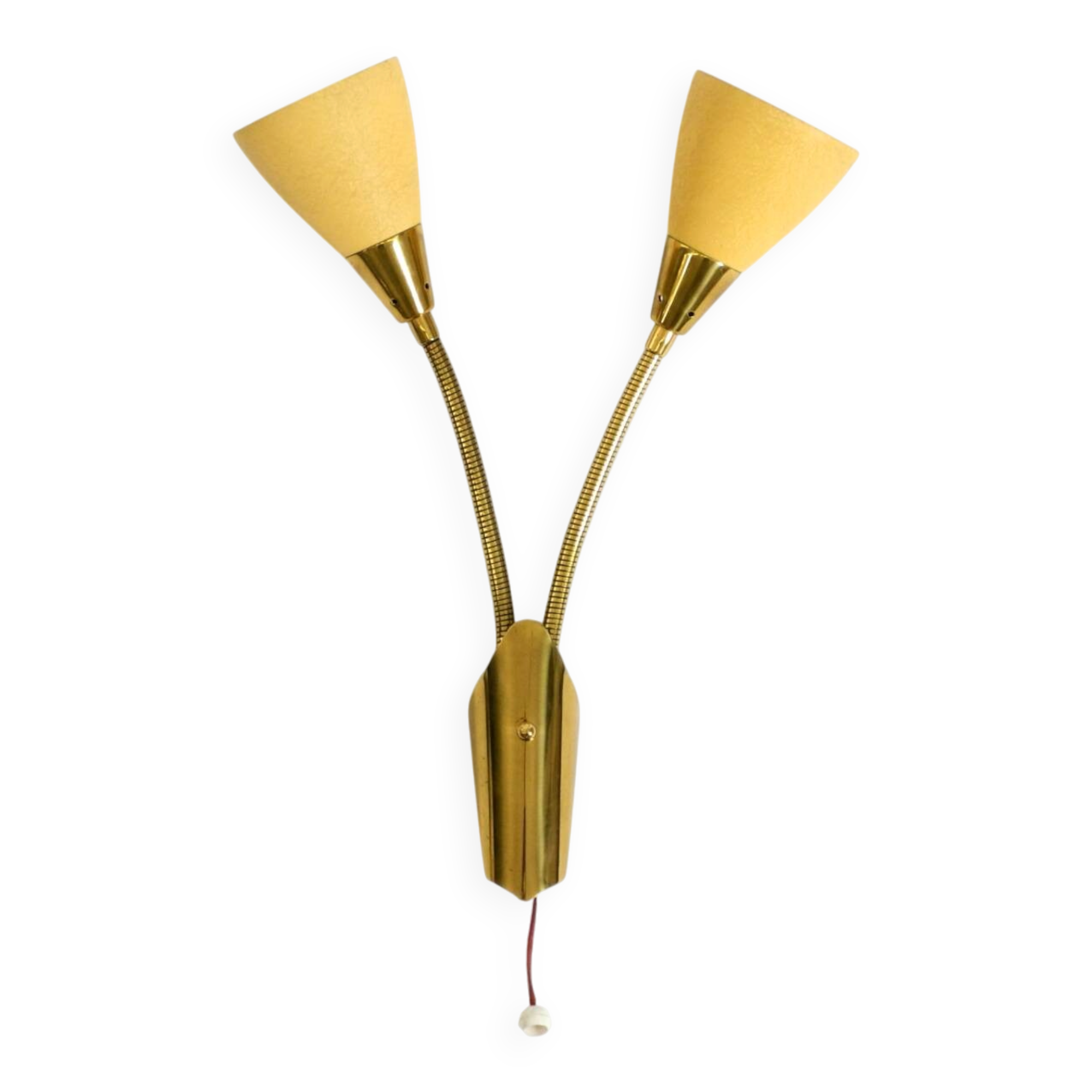 Mid Century unused brass wall lamp with double shade by Cosack Leuchten